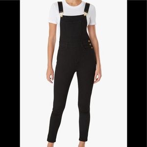 We Wore What Black Denim High Rise Skinny Overalls